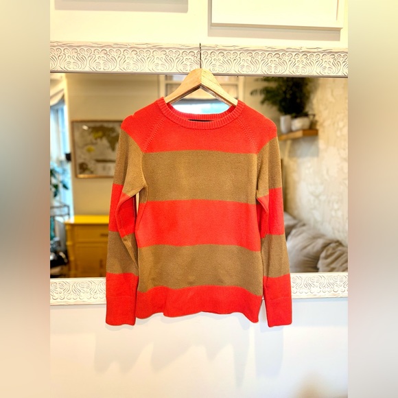 French Connection Sweater - Bright Orange & Tan - M - Picture 11 of 13